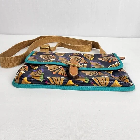 FOSSIL Brown Tropical Print Crossbody Purse - Picture 2 of 9